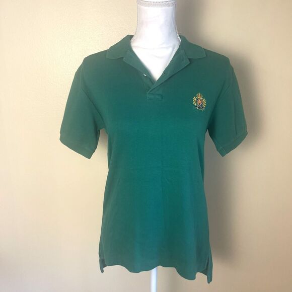 Denim & Supply Ralph Lauren Tops - Vintage 1990s Ralph Lauren Green Polo Top M Crest Logo Preppy Old School Classic